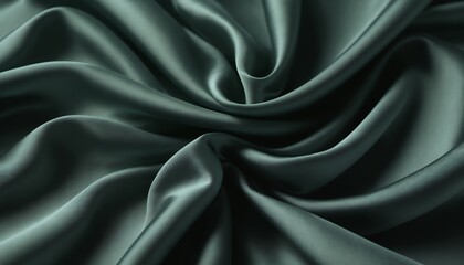 Obraz premium Elegant Dark Green Silk Fabric Draped Softly Luxurious Texture Background