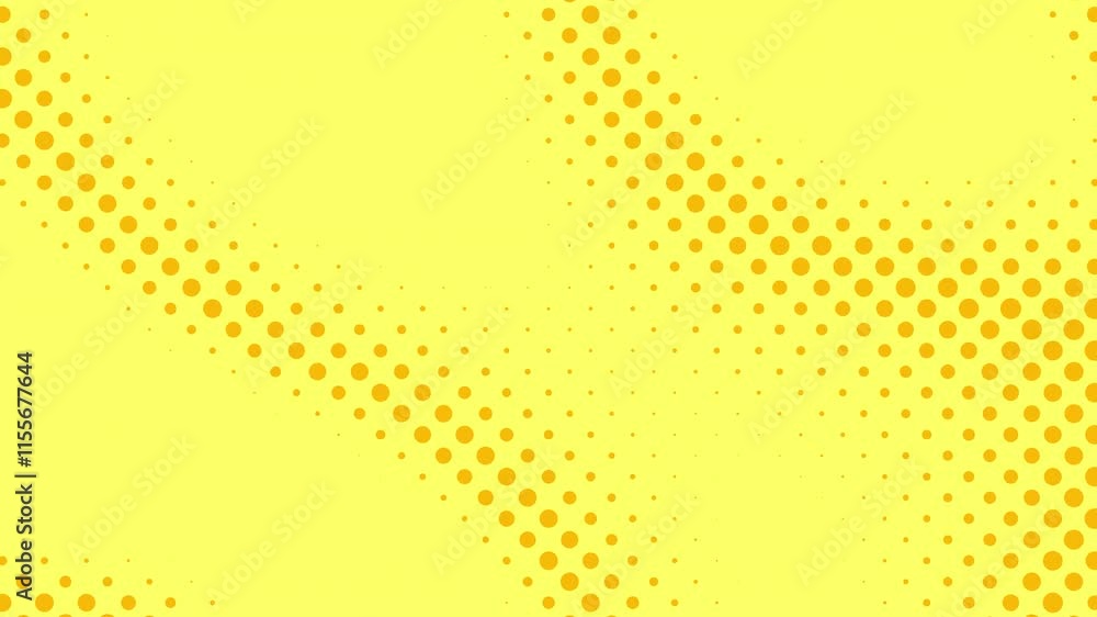 Poster abstract glowing yellow color halftone motion background. moving dots seamless loop. abstract animat