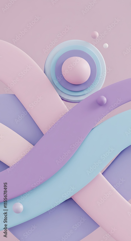 Poster geometric 3d smooth pastel shapes. abstract background with light color palette.