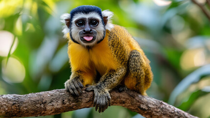 Fototapeta premium Golden-Mantled Tamarin: A Portrait of Nature's Adorable Primate