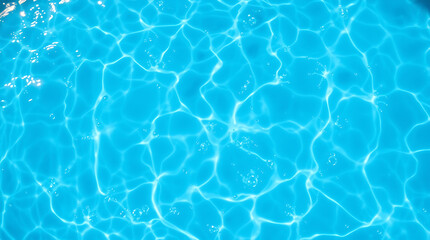 Obraz premium transparent Blue Water with Ripples, Splashes, Bubbles, and Sunlit Waves – Abstract Summer Banner Background, water texture, abstract background, copy space