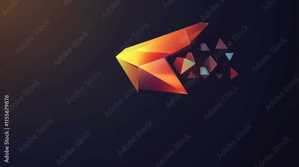 Poster hologram download button. the download button consists of polygons, triangles of points and lines. t