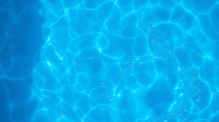 Fototapeta premium transparent Blue Water with Ripples, Splashes, Bubbles, and Sunlit Waves – Abstract Summer Banner Background, water texture, abstract background, copy space