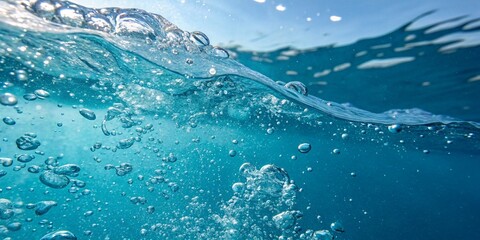 Blue clear water surface texture with ripples, and splashes. For background. 