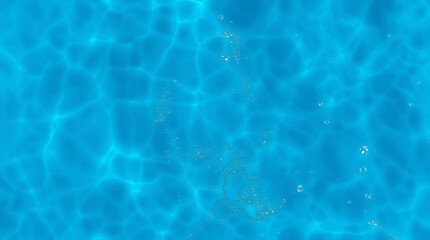 Obraz premium transparent Blue Water with Ripples, Splashes, Bubbles, and Sunlit Waves – Abstract Summer Banner Background, water texture, abstract background, copy space