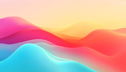 Abstract Colorful Wavy Landscape Digital Art