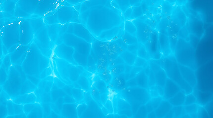 Obraz premium transparent Blue Water with Ripples, Splashes, Bubbles, and Sunlit Waves – Abstract Summer Banner Background, water texture, abstract background, copy space