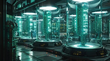 Fototapeta premium Futuristic Data Center: A Glimpse into Tomorrow's Technology