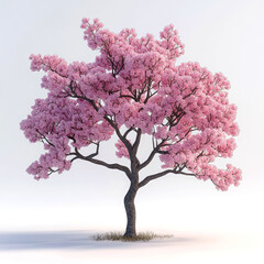 Obraz premium Pink flowering tree isolated on white.
