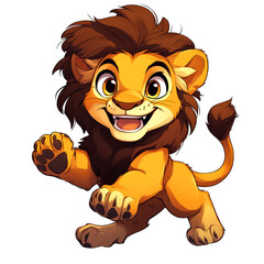 Fototapeta premium Playful lion cub cartoon character.