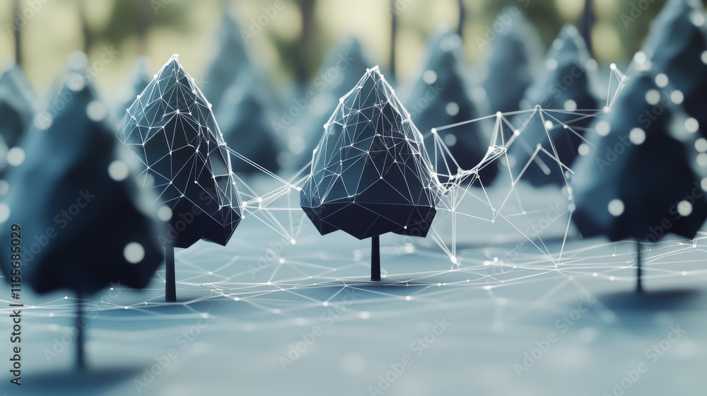 Poster hologram data visualization. data visualization of polygons, triangles of points and lines. data vis