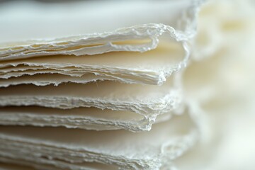 Stacked Sheets of Handmade Textured Paper