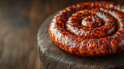 Juicy sausages for hot dog and grilling on a solid background.