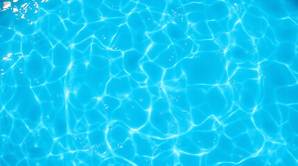 Obraz premium transparent Blue Water with Ripples, Splashes, Bubbles, and Sunlit Waves – Abstract Summer Banner Background, water texture, abstract background, copy space