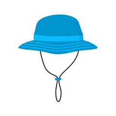 Bright blue sun hat with chin strap