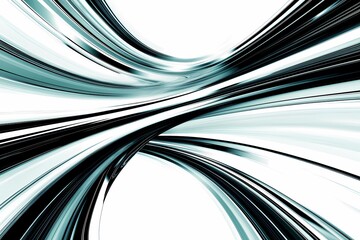 Abstract Swirling Lines in Black and Teal on White Background