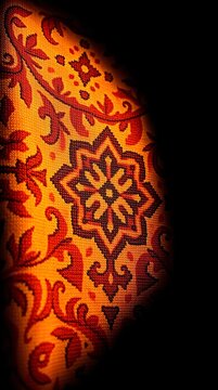 Artistic Photography of Intricate Persian Carpet with Vibrant Colors and Fine Details.
