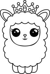 Cute llama with crown, perfect for children designs and illustrations