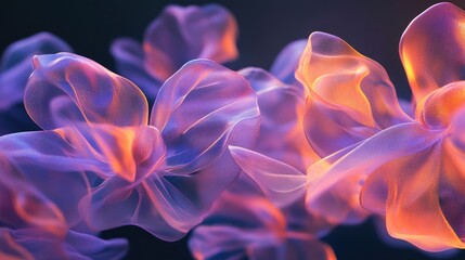 Abstract Purple and Orange Flowing Fabric