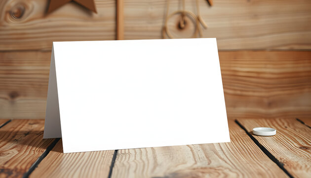 A2 Greeting Card Mockup on Rustic Wood with Clipping Path, studio lighting. isolated with white shades