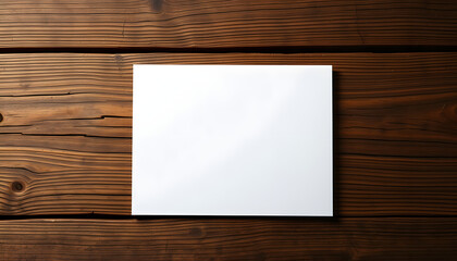 Fototapeta premium A2 Greeting Card Mockup on Rustic Wood with Clipping Path, dramatic atmosphere. isolated with white shades