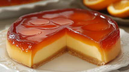 delicious homemade orange flan with caramel glaze: a creamy dessert delight