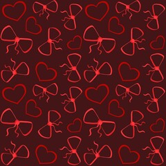 seamless pattern with hearts and bows