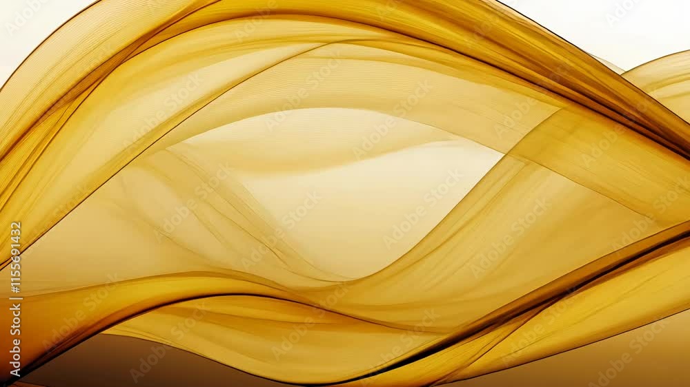 Poster Golden abstract wavy pattern with flowing lines