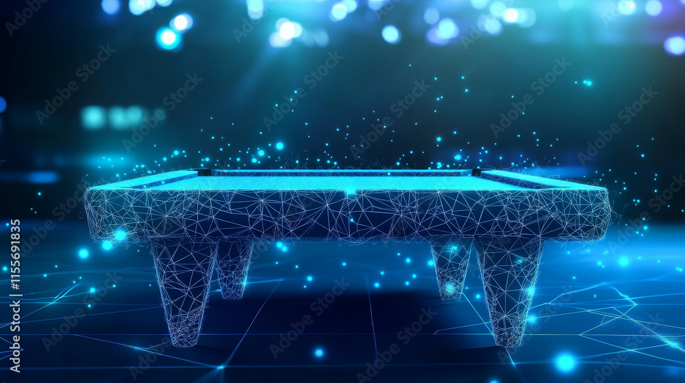 Poster hologram snooker. snooker is made of polygons, triangles of dots and lines. snooker icon is a low-po