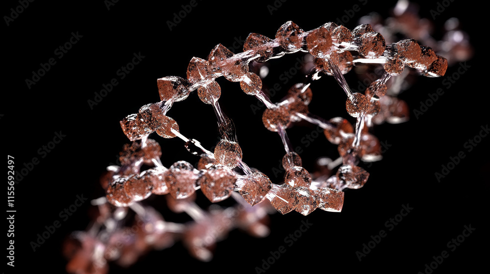 Poster a dna hologram. a dna chain of polygons, triangles of points and lines. dna icon is a low-poly compo