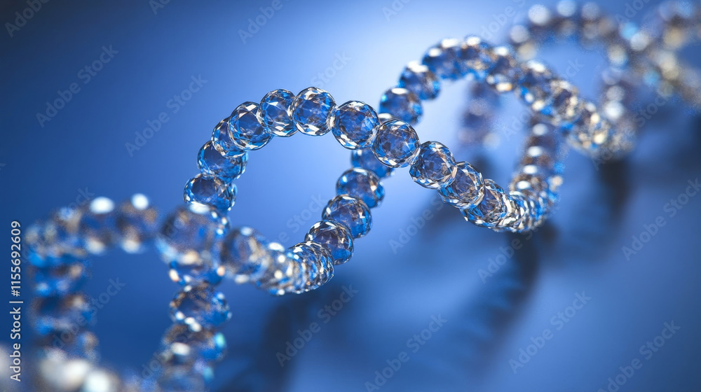 Poster a dna hologram. a dna chain of polygons, triangles of points and lines. dna icon is a low-poly compo