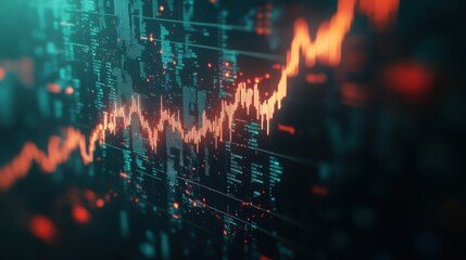Fototapeta premium A 2025 stock market line chart illustrating sudden spikes in cryptocurrency values.