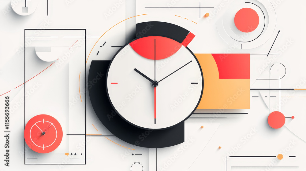 Poster hologram clock face. clock face made of polygons, triangles, dots, and lines. low-poly clock face st