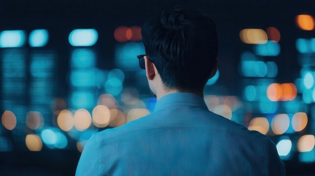 Investor using a virtual assistant to get updates on index fund performance against benchmark, financial planning, strategic growth