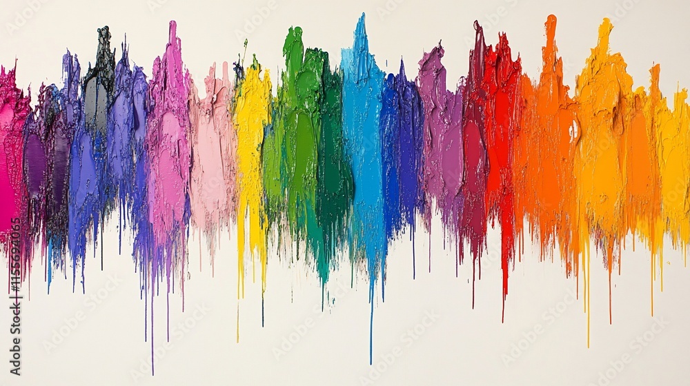 Poster a vibrant abstract artwork featuring colorful drips of paint in a gradient.