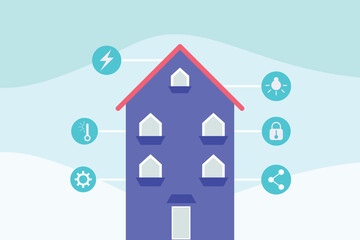 Smart home technology concept. Colored flat vector illustration isolated.