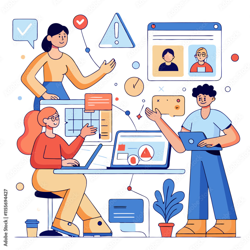 Poster designers transforming sketches into engaging user interfaces in a collaborative workspace