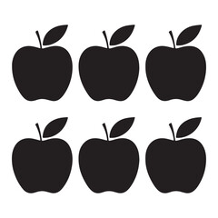 apple symbol. black silhouette isolated on white. vector outline icon Two apple silhouette vector illustration Two apple silhouette vector illustration

