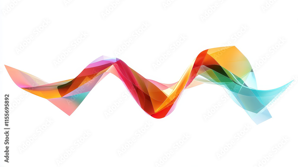 Poster hologram ribbon. a ribbon of polygons, triangles of points and lines. ribbon icon low poly connectio
