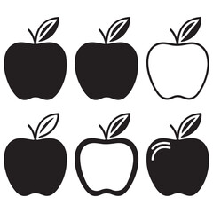 apple symbol. black silhouette isolated on white. vector outline icon Two apple silhouette vector illustration Two apple silhouette vector illustration

