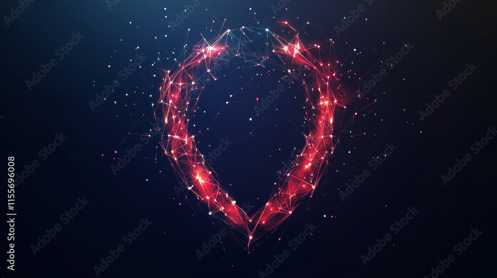 Poster a horseshoe hologram. a horseshoe of polygons, triangles of points and lines. the horseshoe icon is 