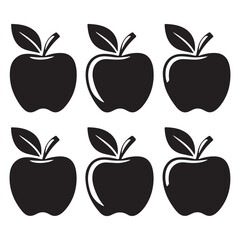 apple symbol. black silhouette isolated on white. vector outline icon Two apple silhouette vector illustration Two apple silhouette vector illustration

