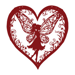 Heart with Fairy Paper Cut Design Fairy illustration Vector
