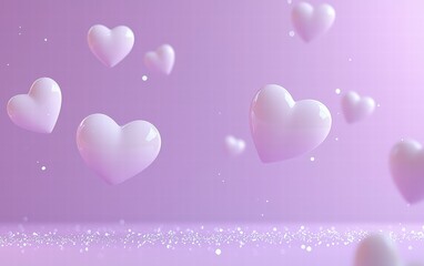 A pastel purple background with floating hearts and subtle sparkles, leaving ample room for text, for Saint Valentines Day