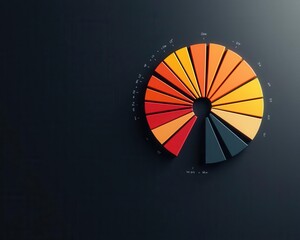 Obraz premium Digital pie chart showing the weight of sectors in an index fund compared to a benchmark, diversified strategy, financial planning