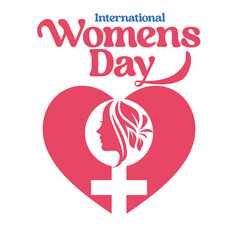 An International Women's Day logo designed with a vibrant pink color palette to symbolize compassion, empowerment, and celebration of women.