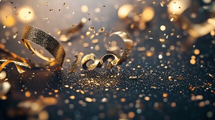 Festive new year celebration indoor setting sparkling confetti close-up view holiday vibes