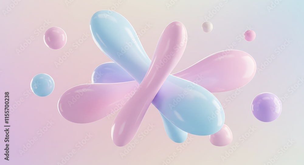 Poster geometric 3d smooth pastel shapes. abstract background with light color palette.