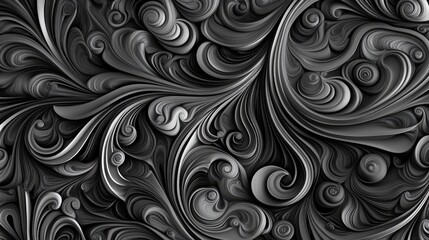 Abstract Swirling Pattern in Monochrome