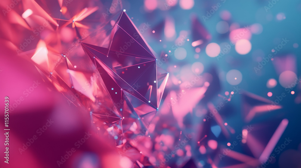 Poster analytics and statistics hologram. analytics and statistics consists of polygons, triangles of point